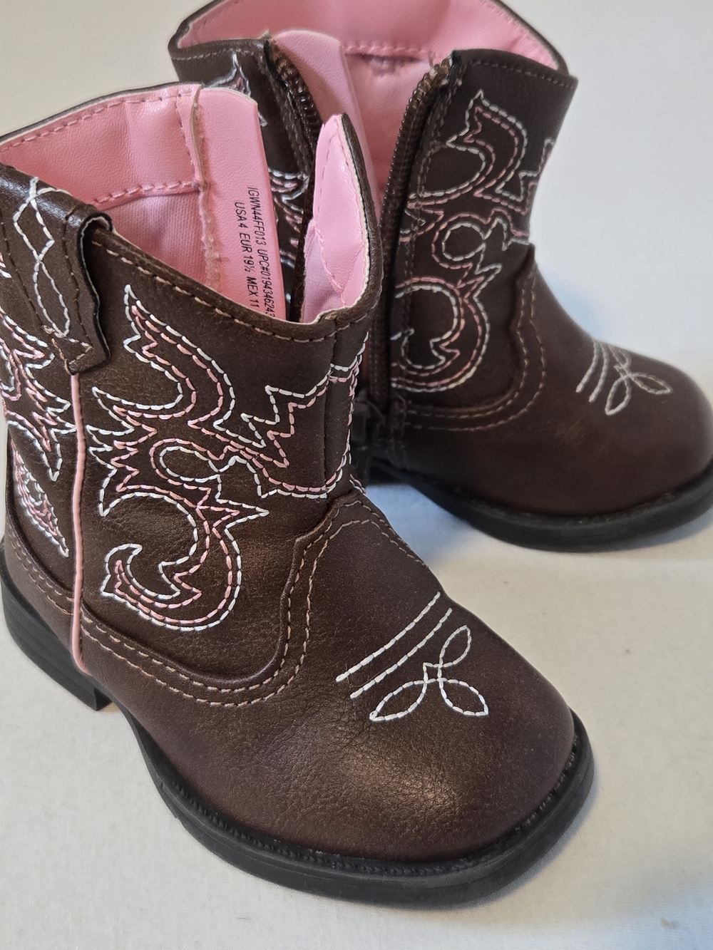 Wonder Nations Toddler Girls Brown Pink Western Cowboy Boots